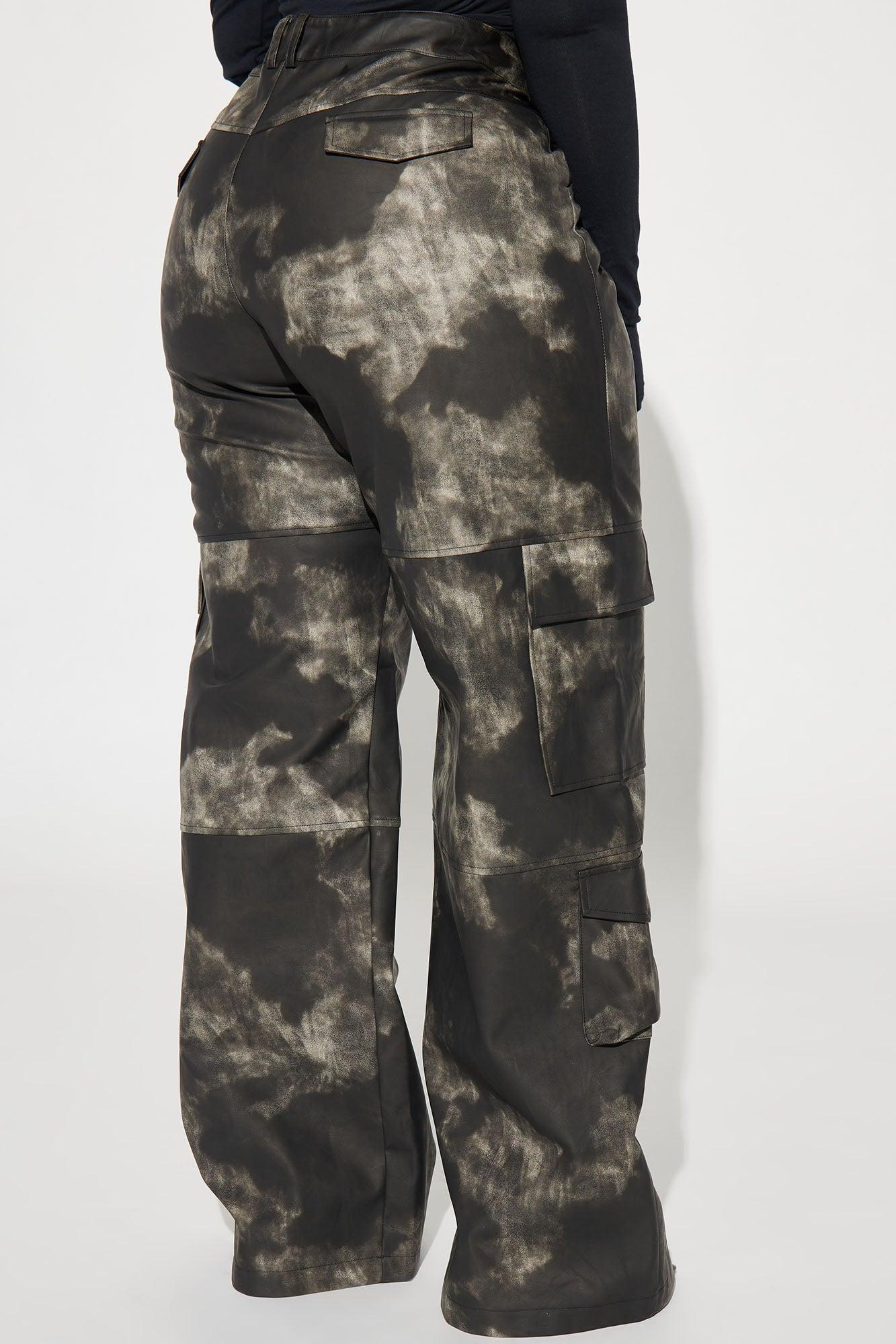 Alexa Washed Faux Leather Cargo Pant - Black Product Image