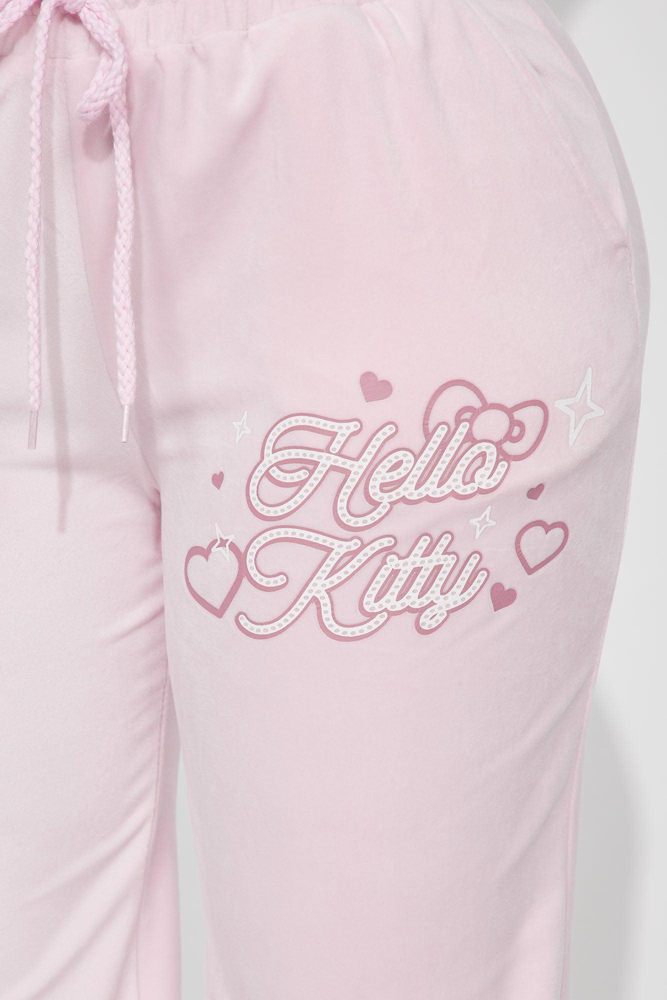 Hello Kitty Love Velour Wide Leg Pant - Pink Product Image