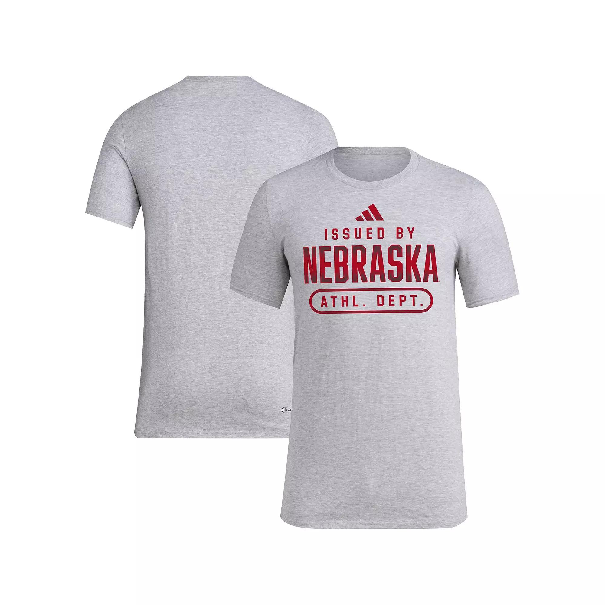 Men's adidas Heather Gray Nebraska Huskers Sideline AEROREADY Pregame T-Shirt,  Product Image