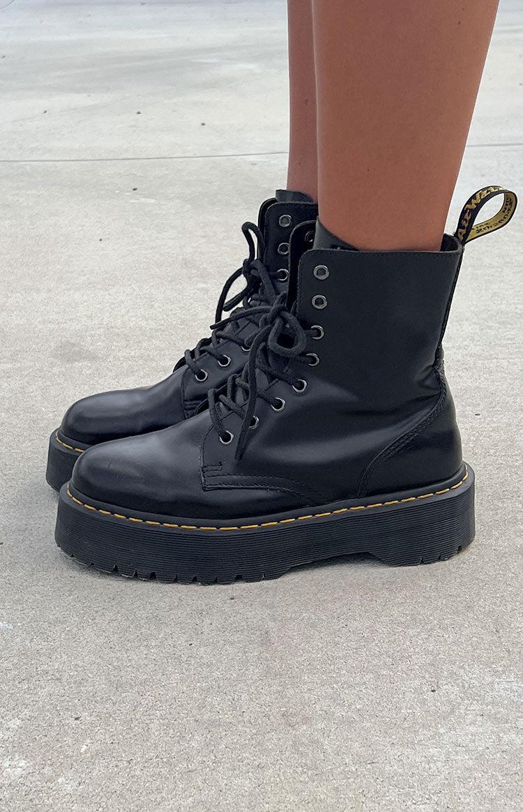 Dr. Martens Jadon 8 Eye Boot Black Polish Smooth Product Image