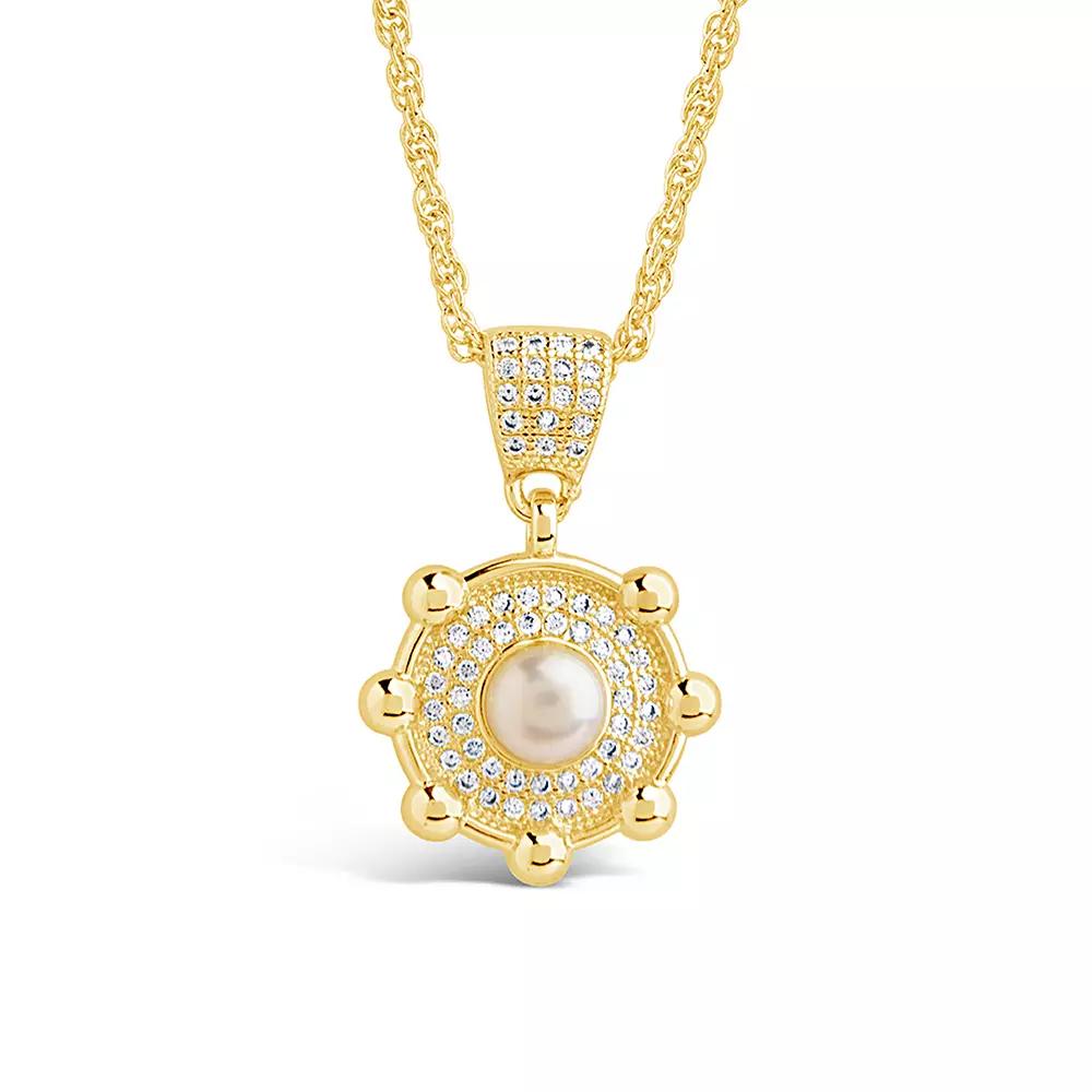 MC Collective Cubic Zirconia & Dyed Simulated Pearl Pendant Necklace, Women's, Size: 16-18" ADJ, Gold Tone Product Image