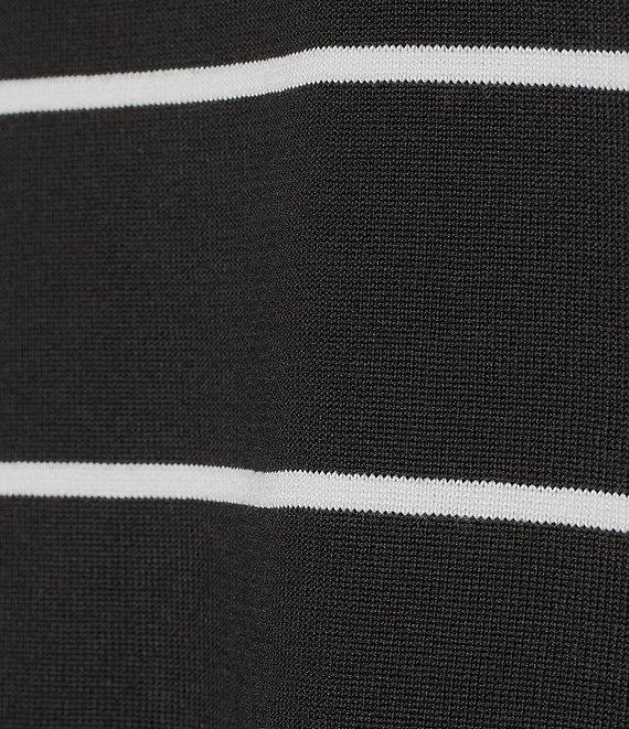 Investments Striped 3/4 Sleeve V-Neck Ribbed Trim Sweater Product Image