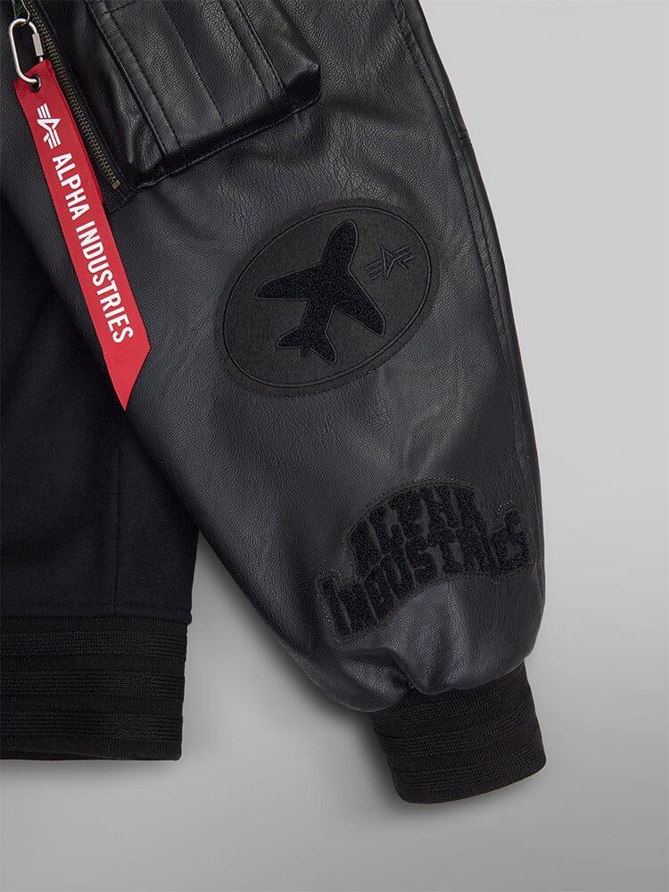 FAUX LEATHER MA-1 VARSITY BOMBER JACKET Male Product Image