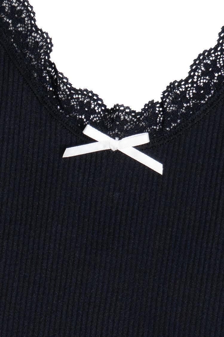 Lace Trim Bow Cami Bodysuit Product Image