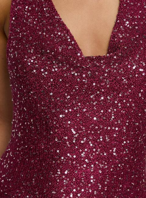 Vinezza Halter Glitter Knit Top Cherry Product Image