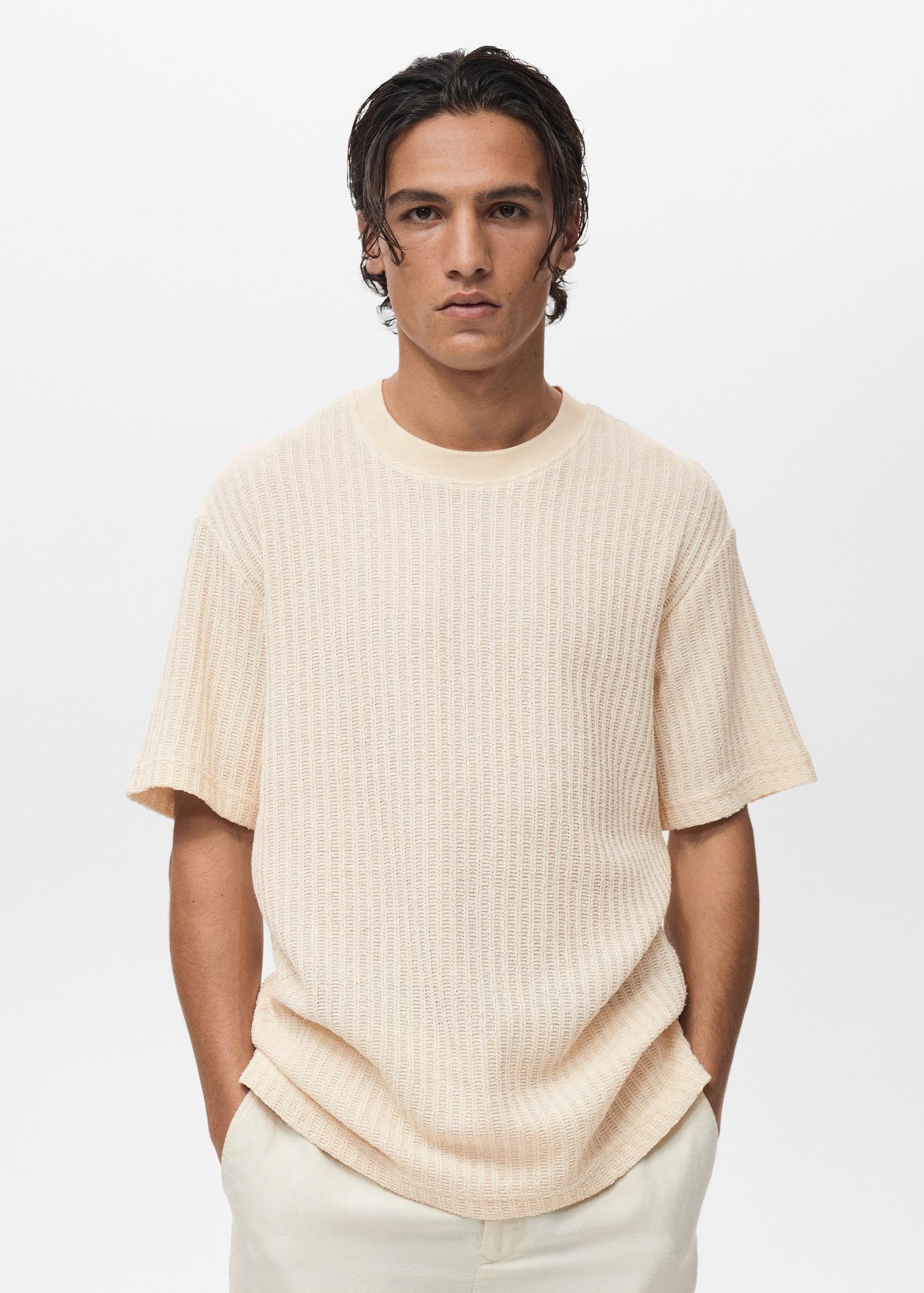 Ribbed  knit t-shirt - Men | MANGO USA Product Image