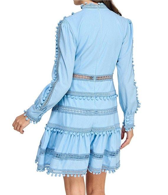 Layered With Love Carla Woven Mock Neck Long Sleeves Ruffle Tiered Hem Fit & Flare Mini Dress Product Image