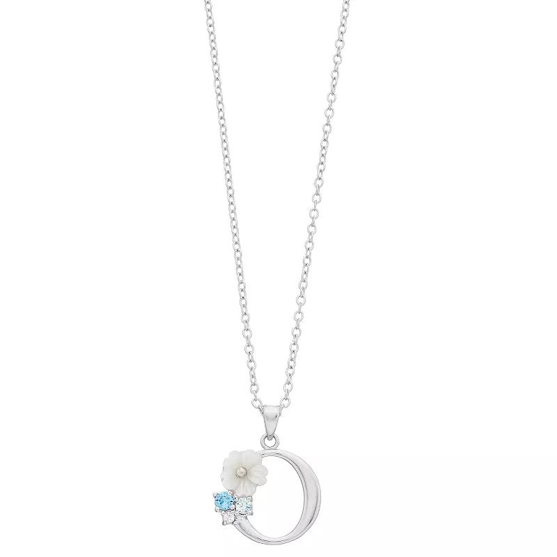 Brilliance Mother-of-Pearl Flower Initial Pendant Necklace, Women's,  Product Image
