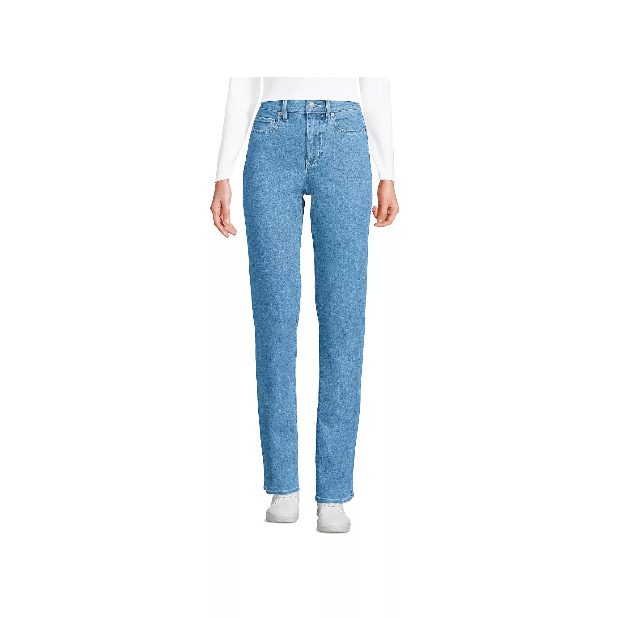 Petite Lands' End Recover High-Rise Straight-Leg Jeans, Women's,  Product Image
