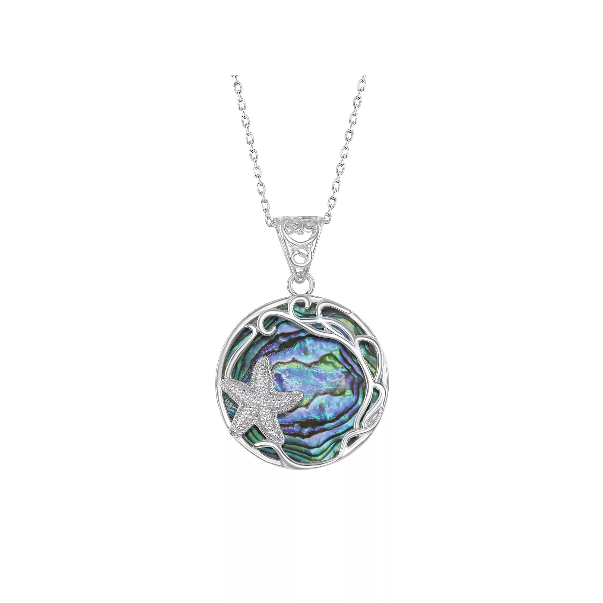 Sterling Silver Abalone Starfish Necklace, Women's, Size: 18" Product Image