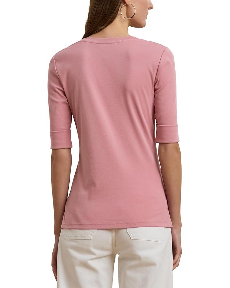 Rib-Knit Cotton-Blend Elbow-Sleeve Tee Product Image