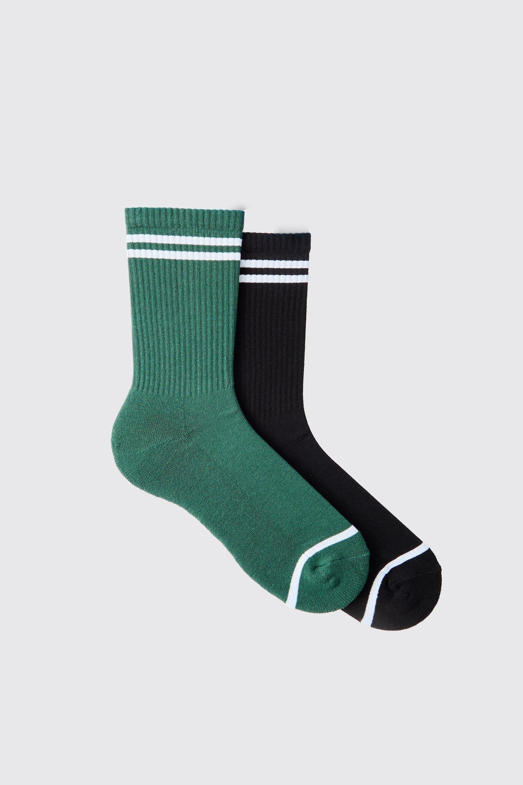 2 Pack Official MAN Highbuild Print Stripe Sport Sock | boohooMAN USA Product Image