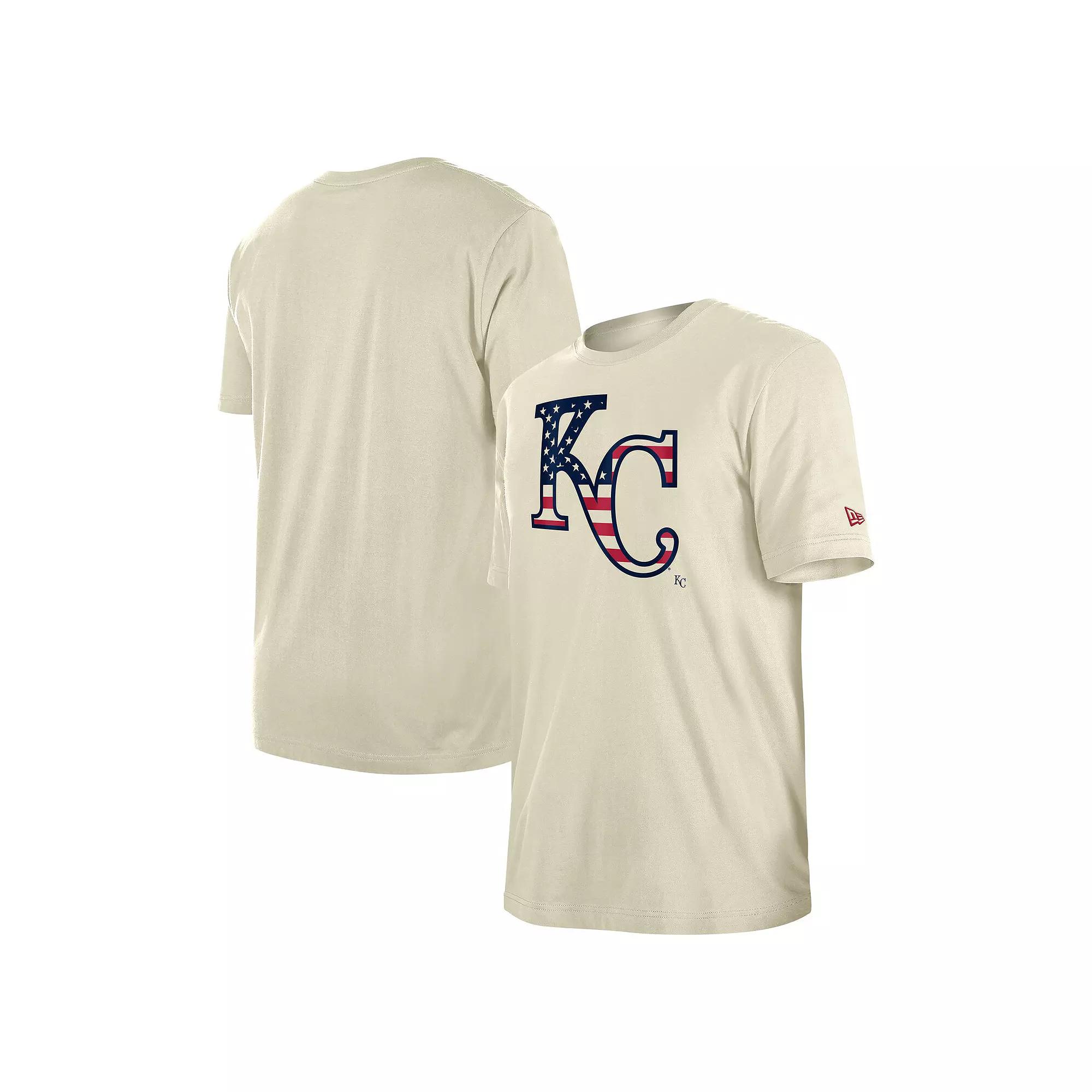 Men's New Era Cream Kansas City Royals Americana Flag Fill T-Shirt,  Product Image