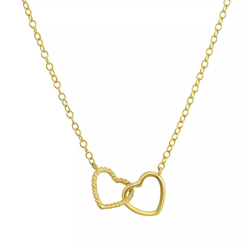 Forever 14K 14k Gold Polished Interlocking Double Open Heart Necklace, Women's, Size: 16" Product Image