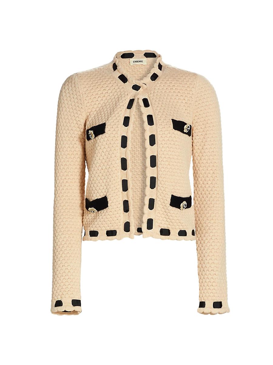 Womens Astor Cotton-Blend Crewneck Cardigan Product Image