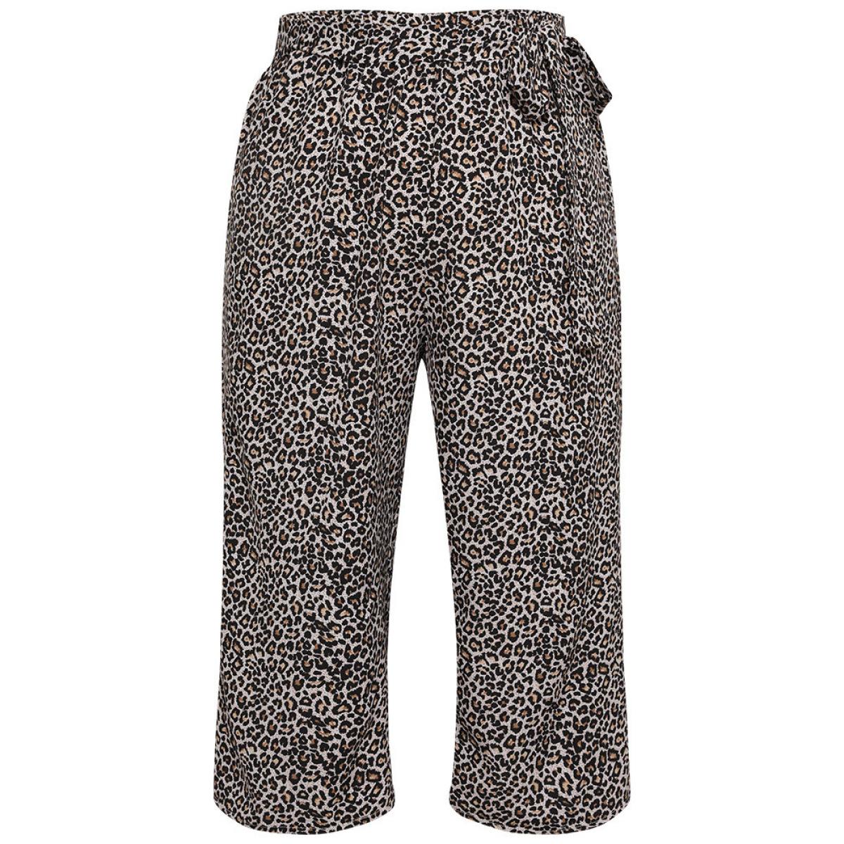 Plus Size Leopard Print Pocket Belted Loose Pants Women Multicolor Elegant High Rise Dailywear Pants BloomChic 14-16/1X Product Image