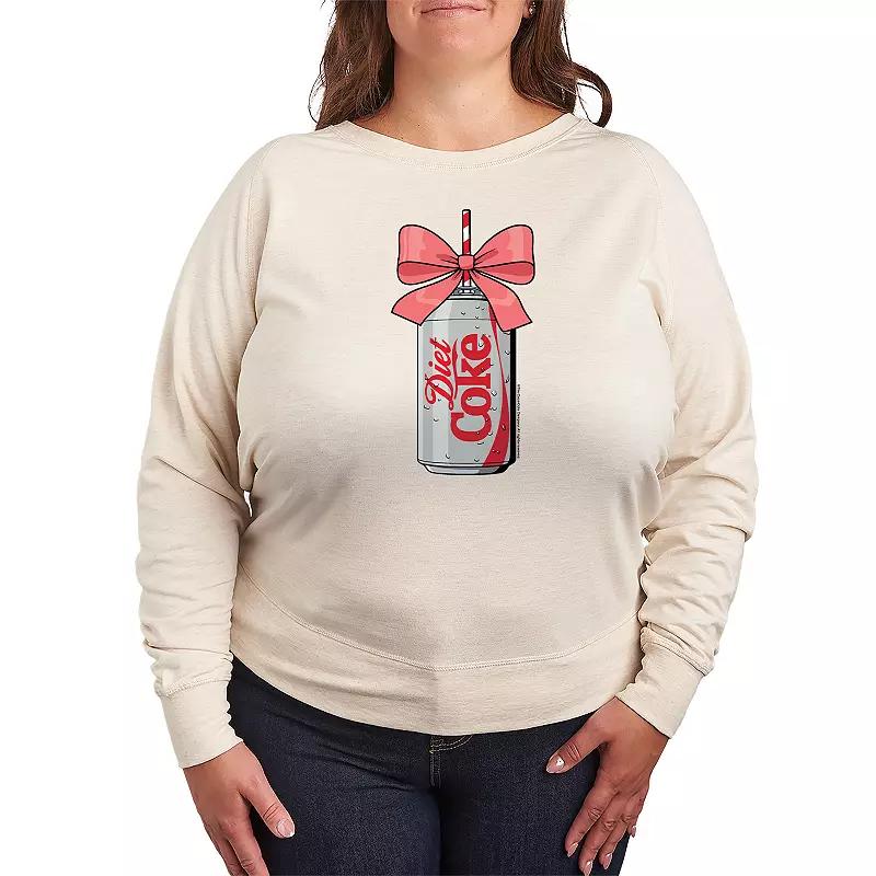 Plus Size Diet Coke Can Bow French Terry Long Sleeve Tee, Women's, Size: 2XL, Grey Green Product Image