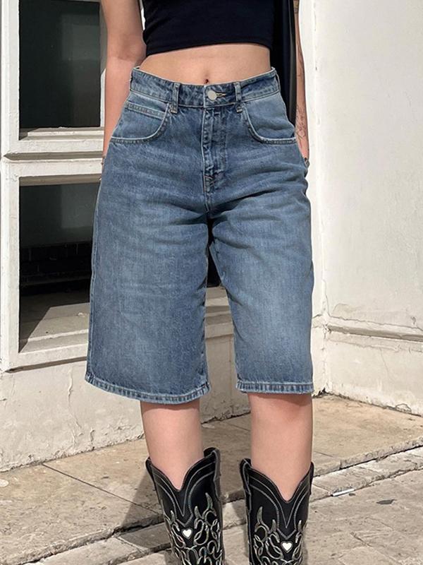 Vintage Wash Denim Shorts Product Image