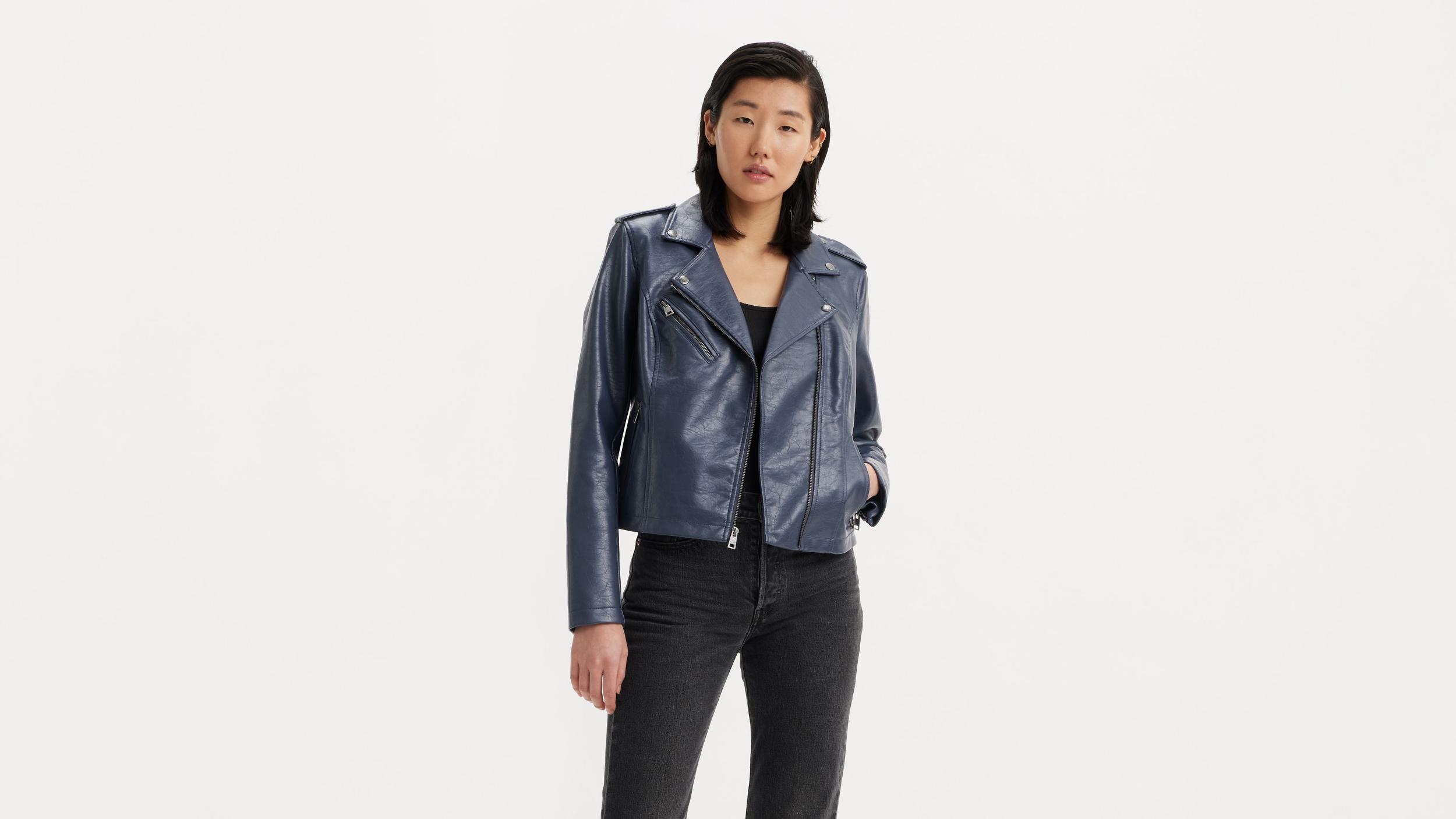 Faux Leather Moto Jacket Product Image