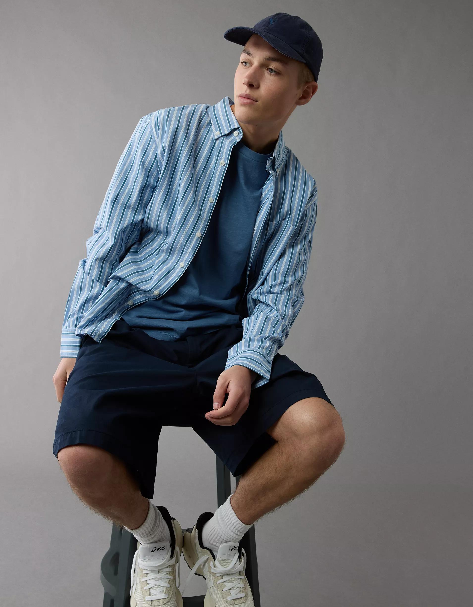 AE Everyday Classic Fit Poplin Striped Button-Up Shirt Product Image