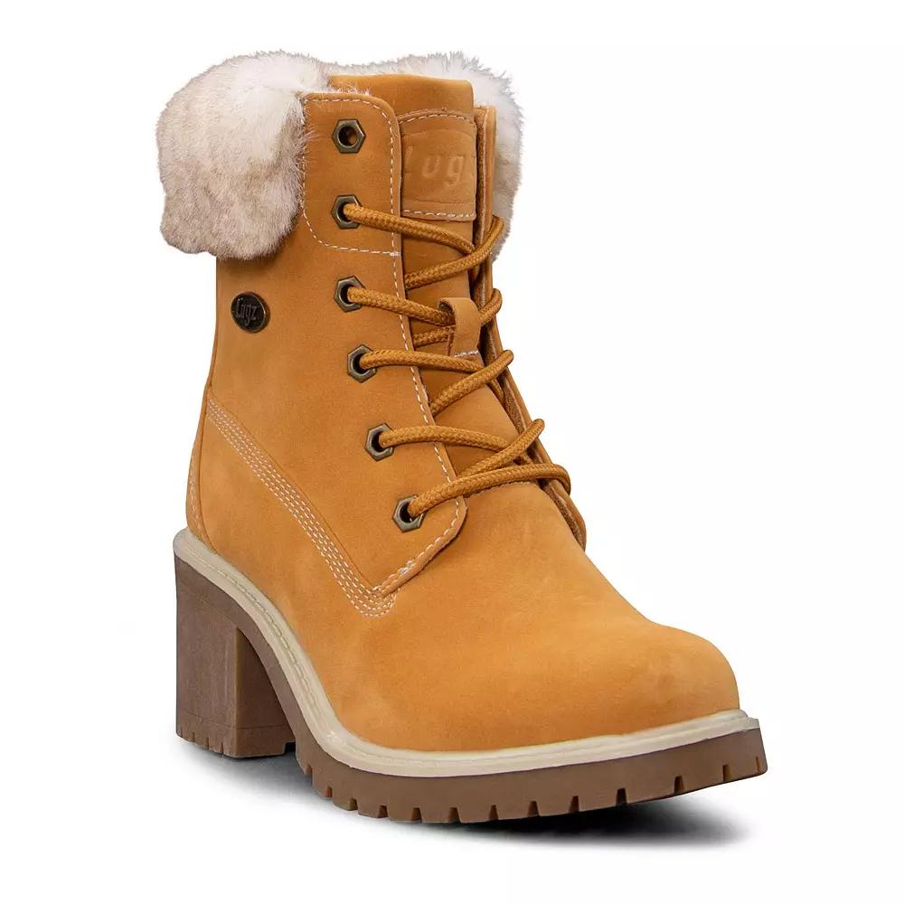 Lugz Clove Womens Faux Fur Combat Boots Golden Wheat Ivory Gum Product Image