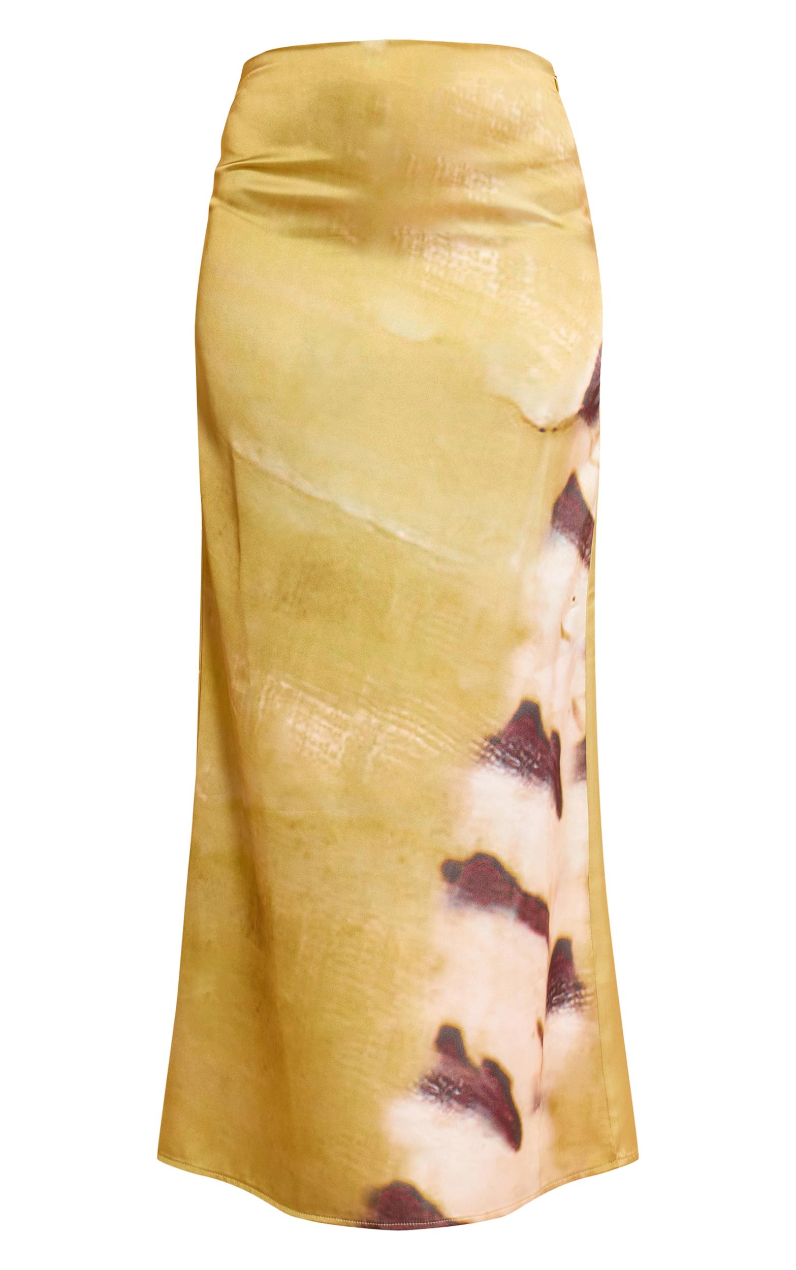 Lime Shell Print Floaty Maxi Skirt Product Image