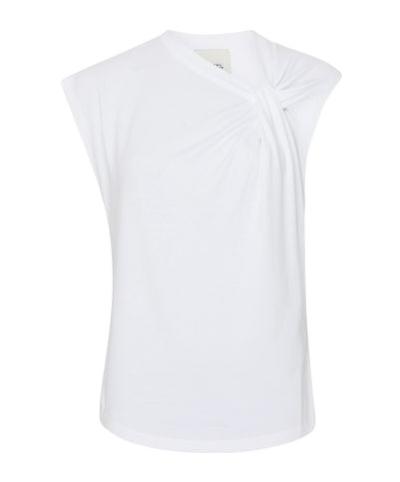 ISABEL MARANT Cap Sleeves Knot-detail Cotton Top In White Product Image
