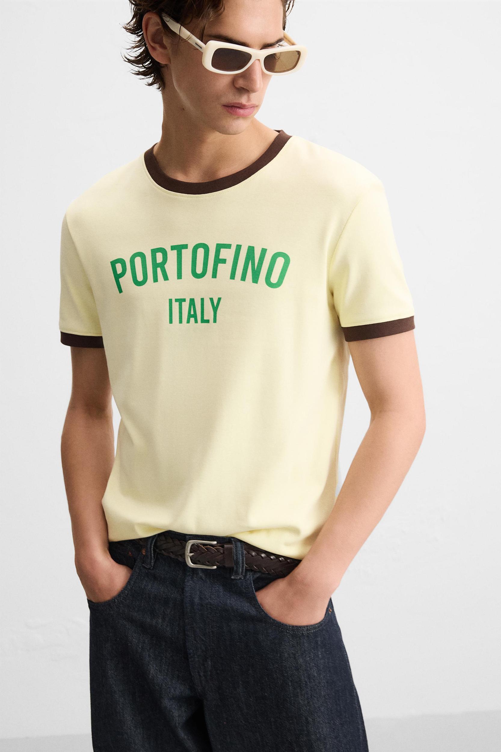 CONTRAST TEXT RIBBED T-SHIRT Product Image
