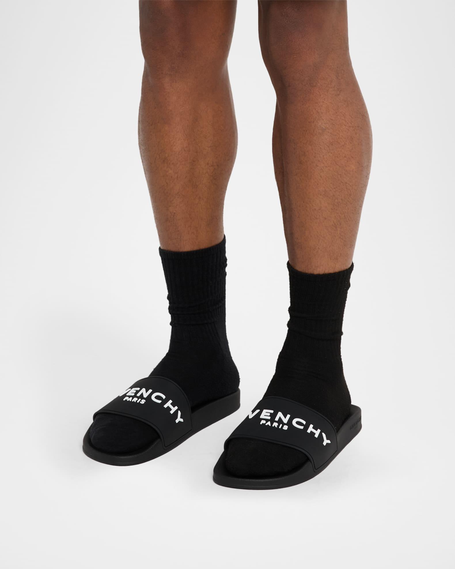 Men's Leather Logo Slide Sandals Product Image