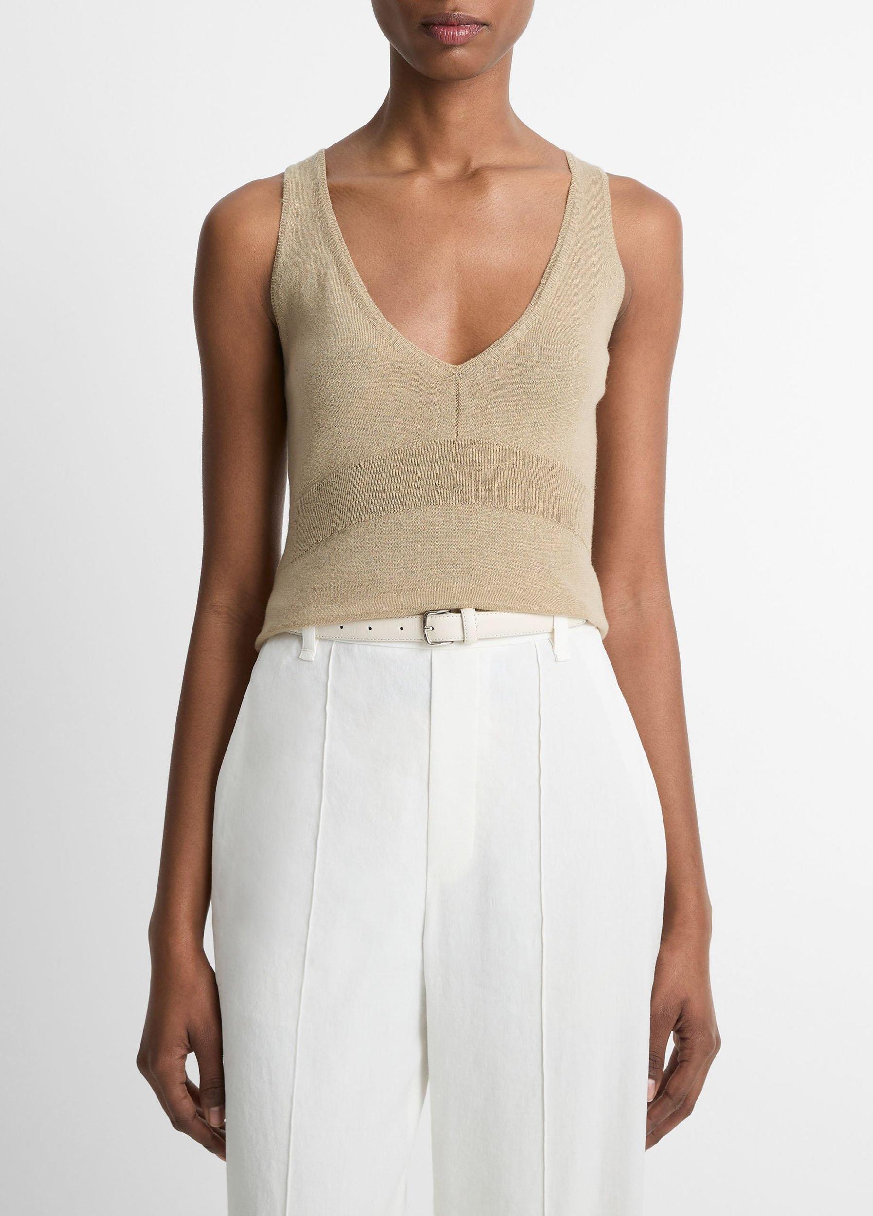 Wool & Cashmere-Blend V-Neck Sweater Tank Product Image