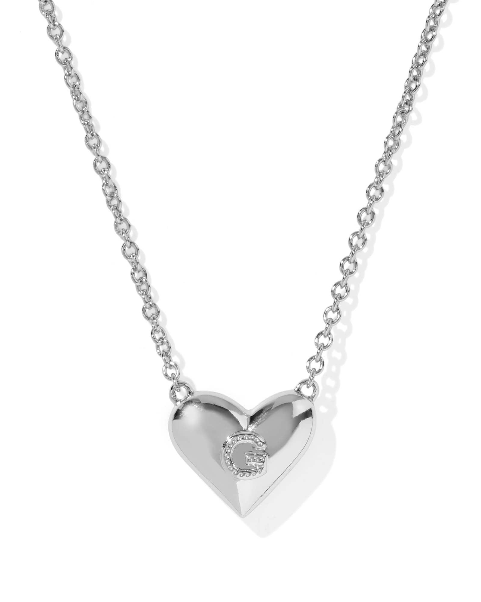 Ari Heart Letter G Silver Short Pendant Necklace Product Image