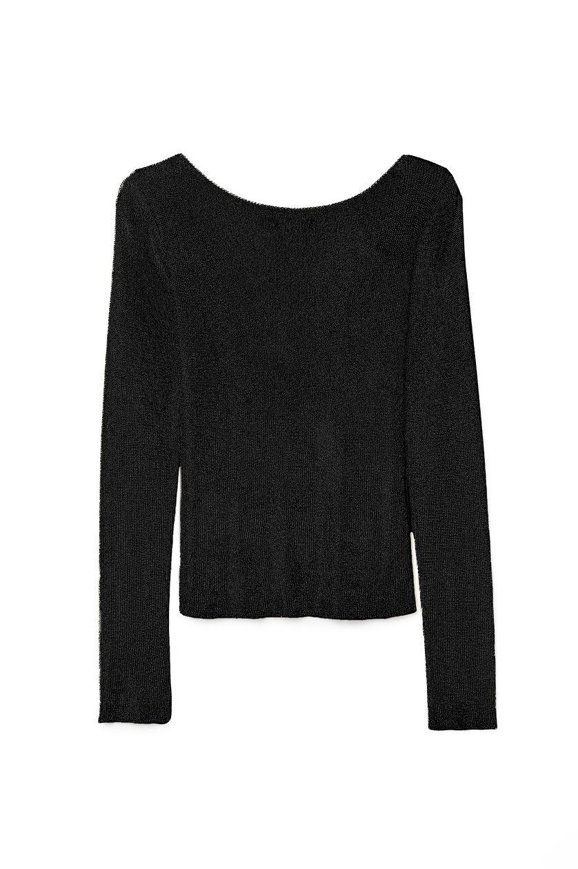 Boat Neck Knitted Metallic Sweater Product Image