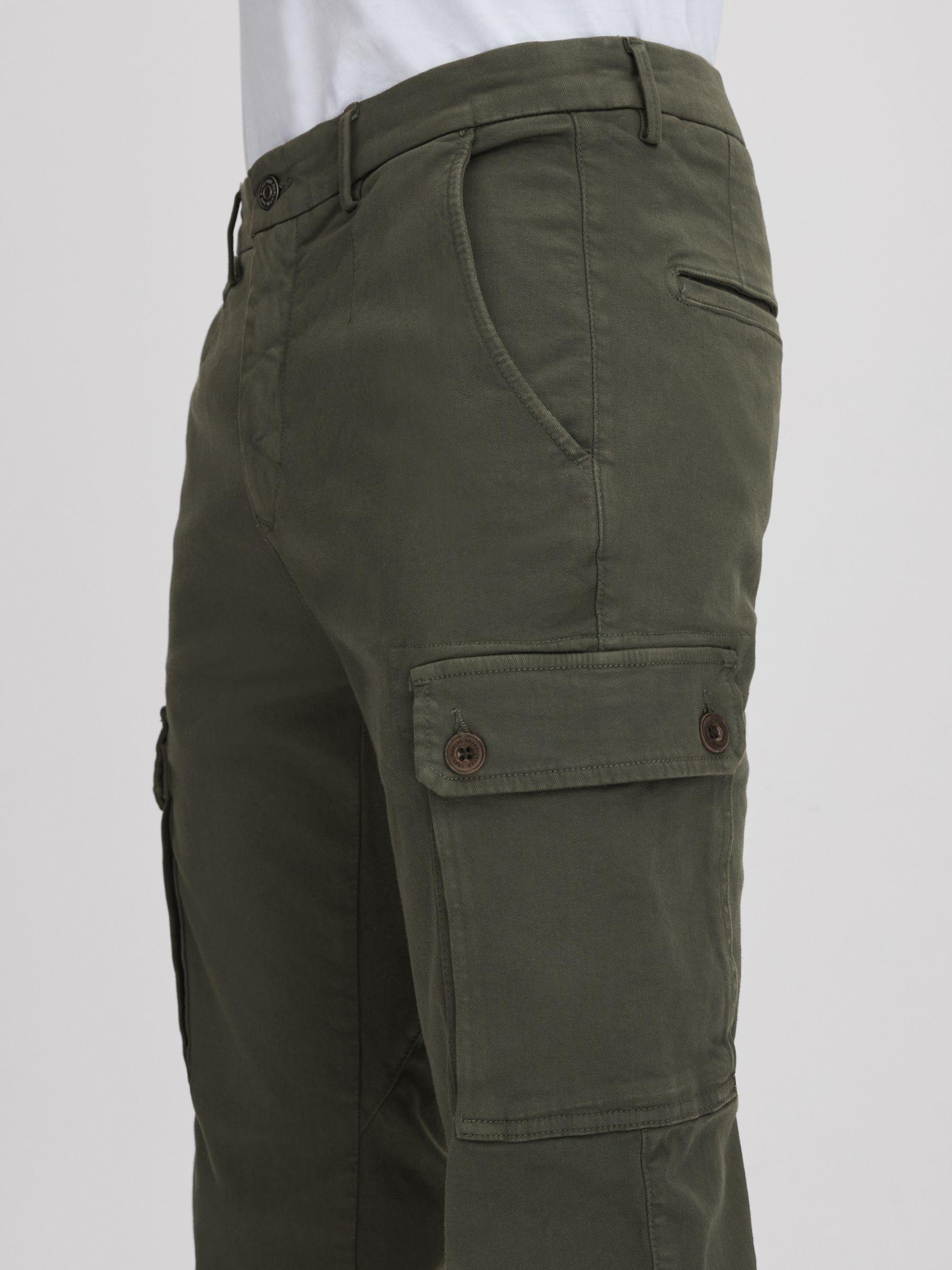Slim Fit Cargo Trousers in Military Green Product Image