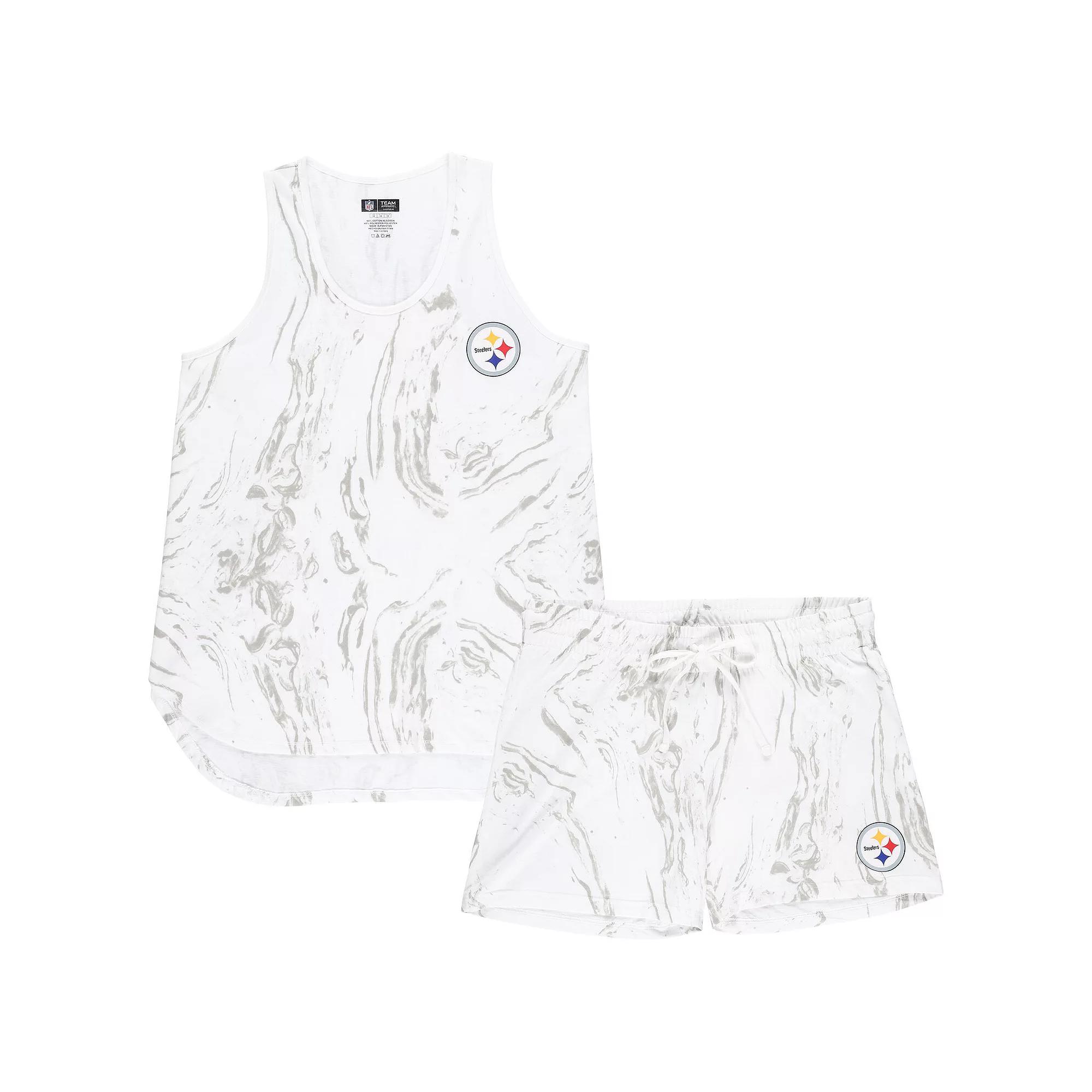 Women's Concepts Sport White Pittsburgh Steelers Plus Size Quartz Tank Top & Shorts Set, Size: 4XL Product Image