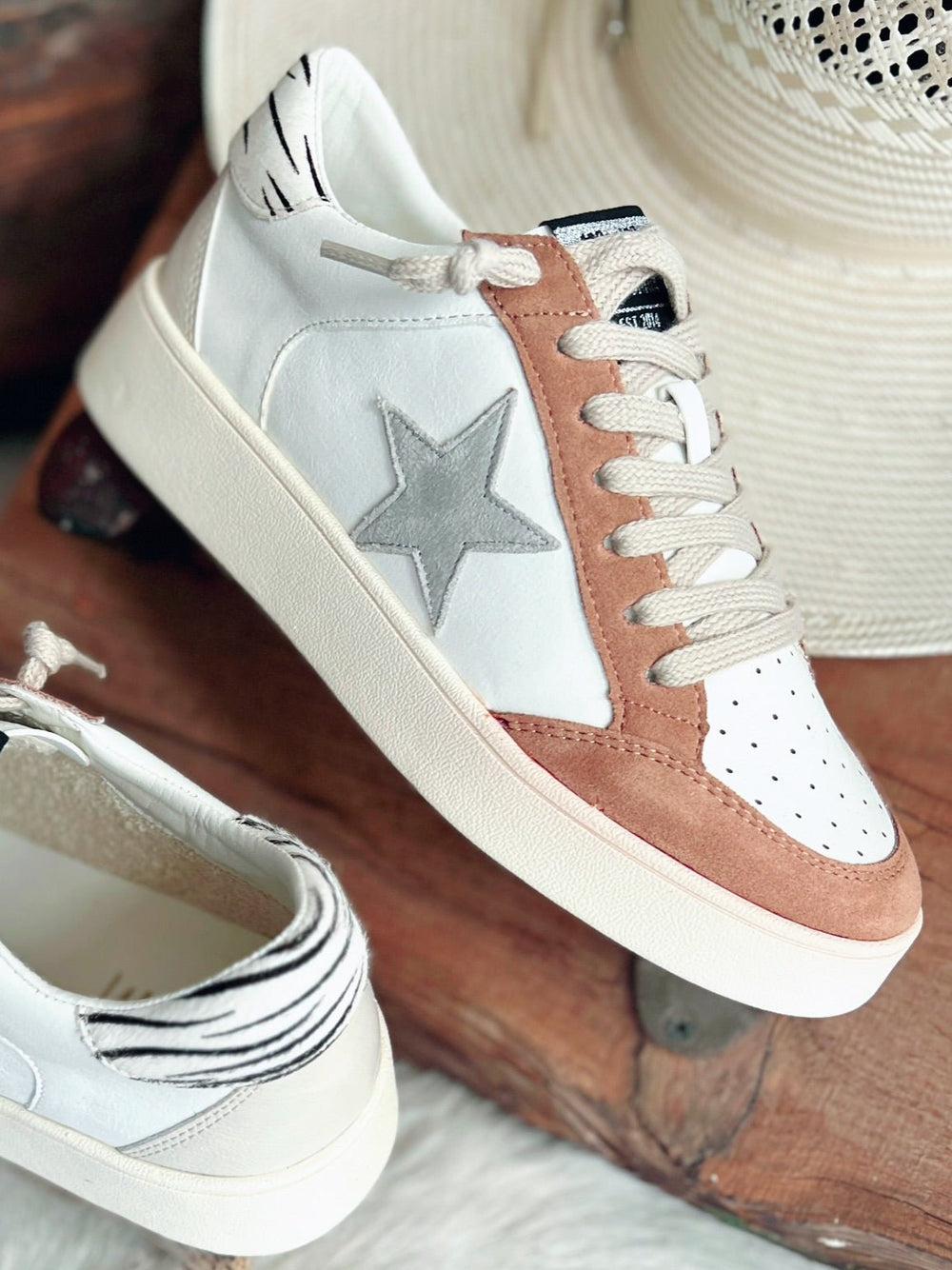 Juniper Taupe Stripe Star Sneakers Product Image