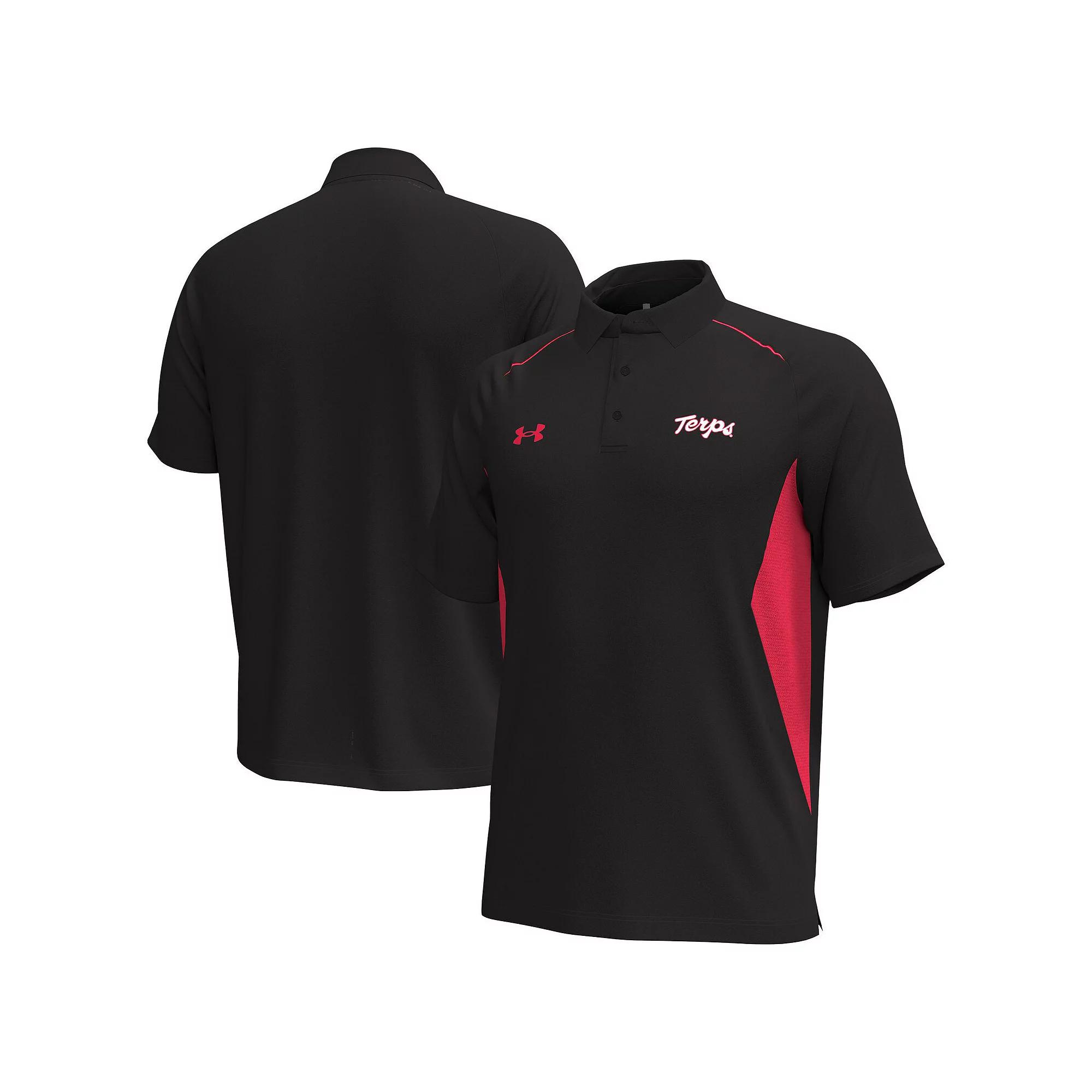 Men's Under Armour Black Maryland Terrapins Title Performance Polo,  Product Image