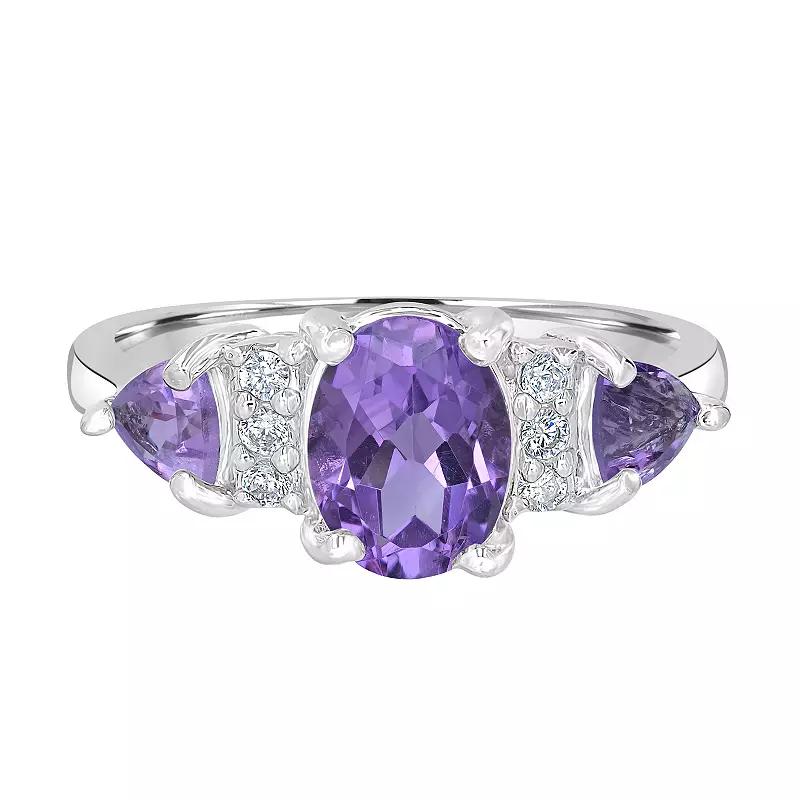 Gemistry Sterling Silver Stone & Cubic Zirconia 3 Stone Ring, Women's,  Product Image