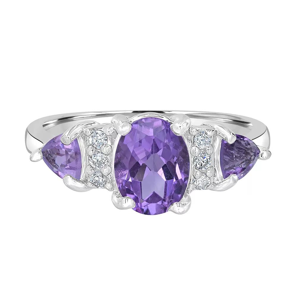 Gemistry Sterling Silver Stone & Cubic Zirconia 3 Stone Ring, Women's,  Product Image