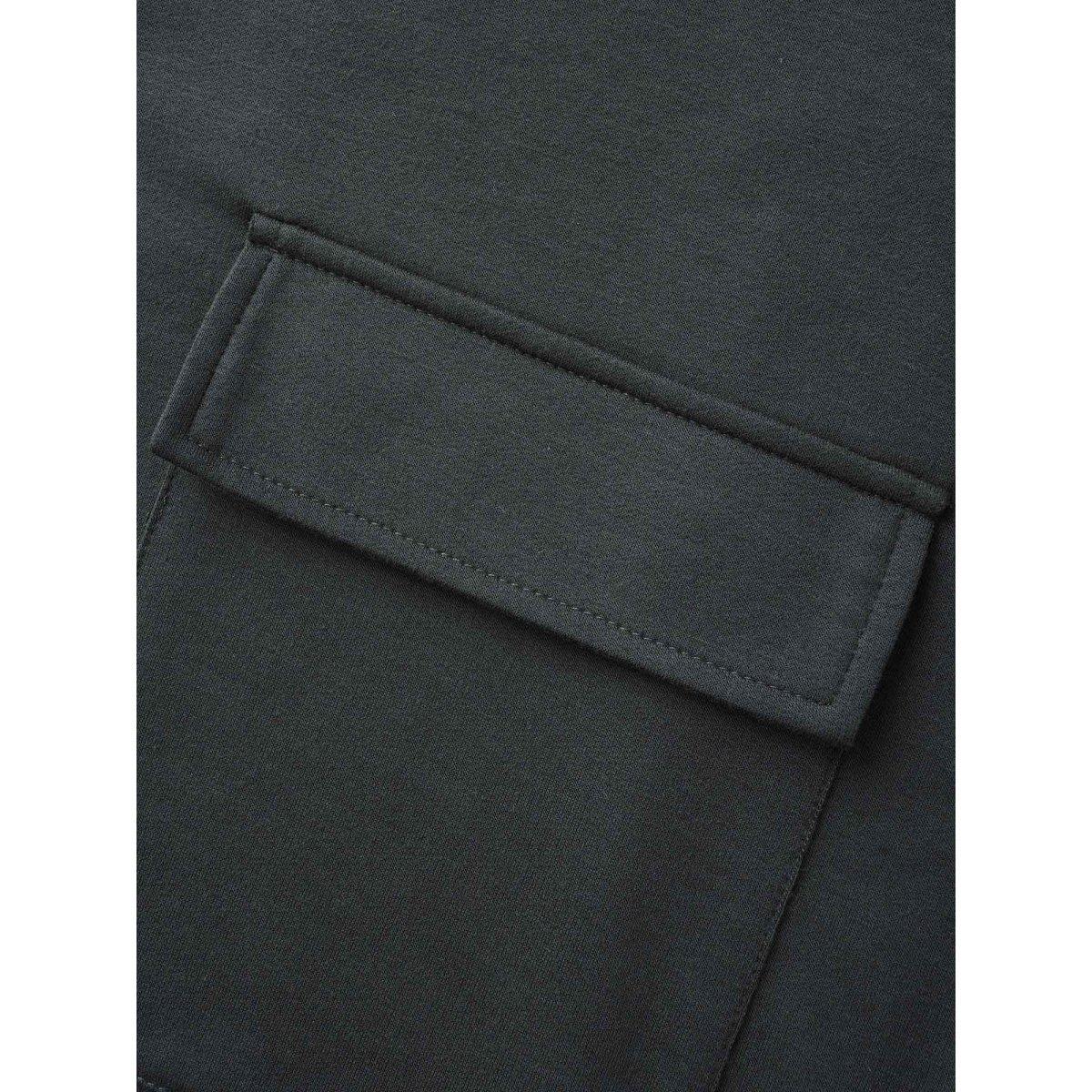 Plus Size Half Zip Hooded Pocket Sweatshirt Women DimGray Casual Patchwork Hooded Everyday Sweatshirts BloomChic 30/6X Product Image