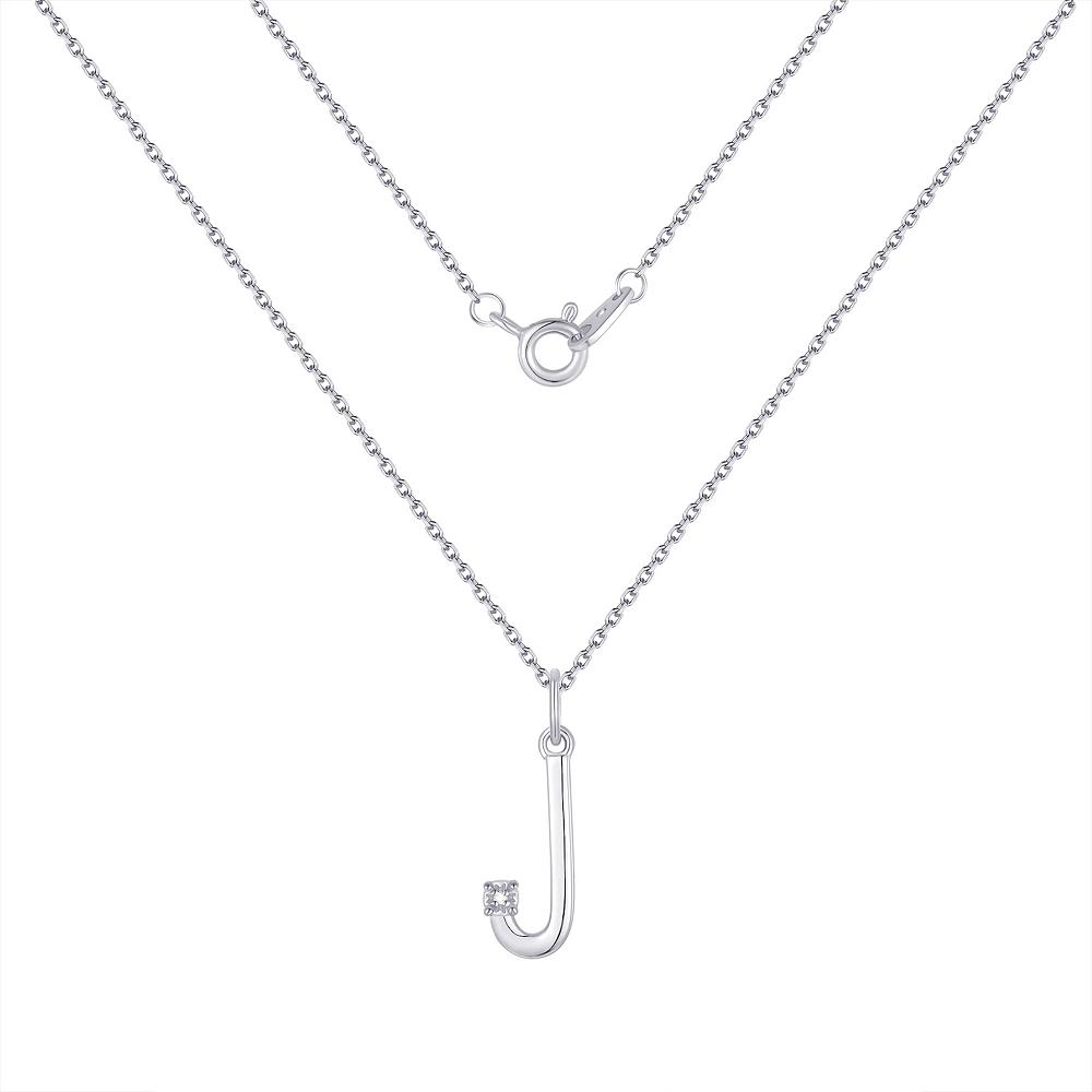 Forever Radiant Diamond Accent Initial Pendant Necklace, Women's, Size: 18", Silver Tone J Product Image