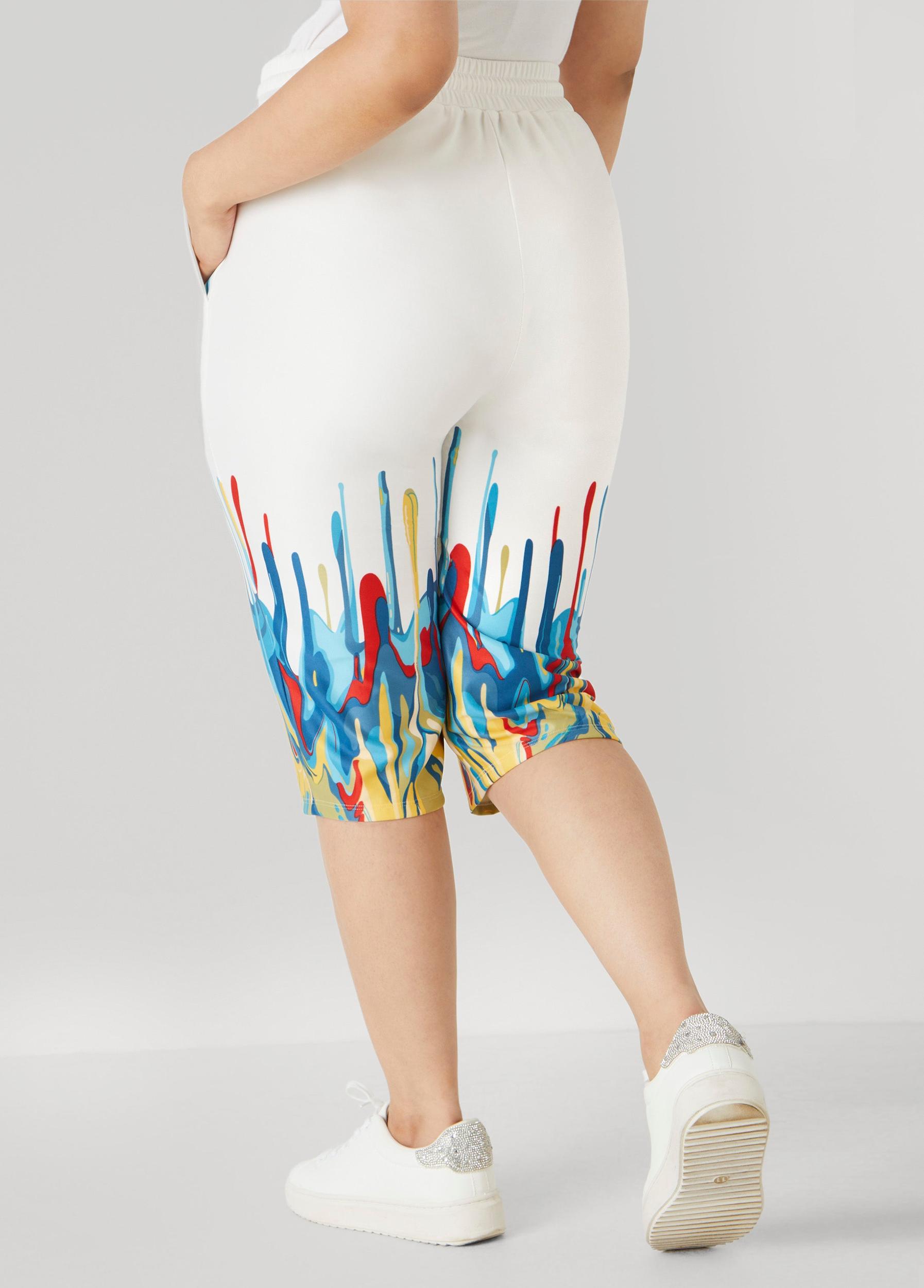 Plus Size Drip Print Capris Ashley Stewart Product Image