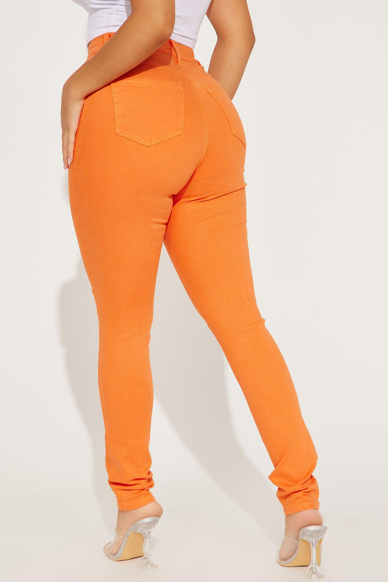 Classic Color High Waist Skinny Jeans - Orange Product Image