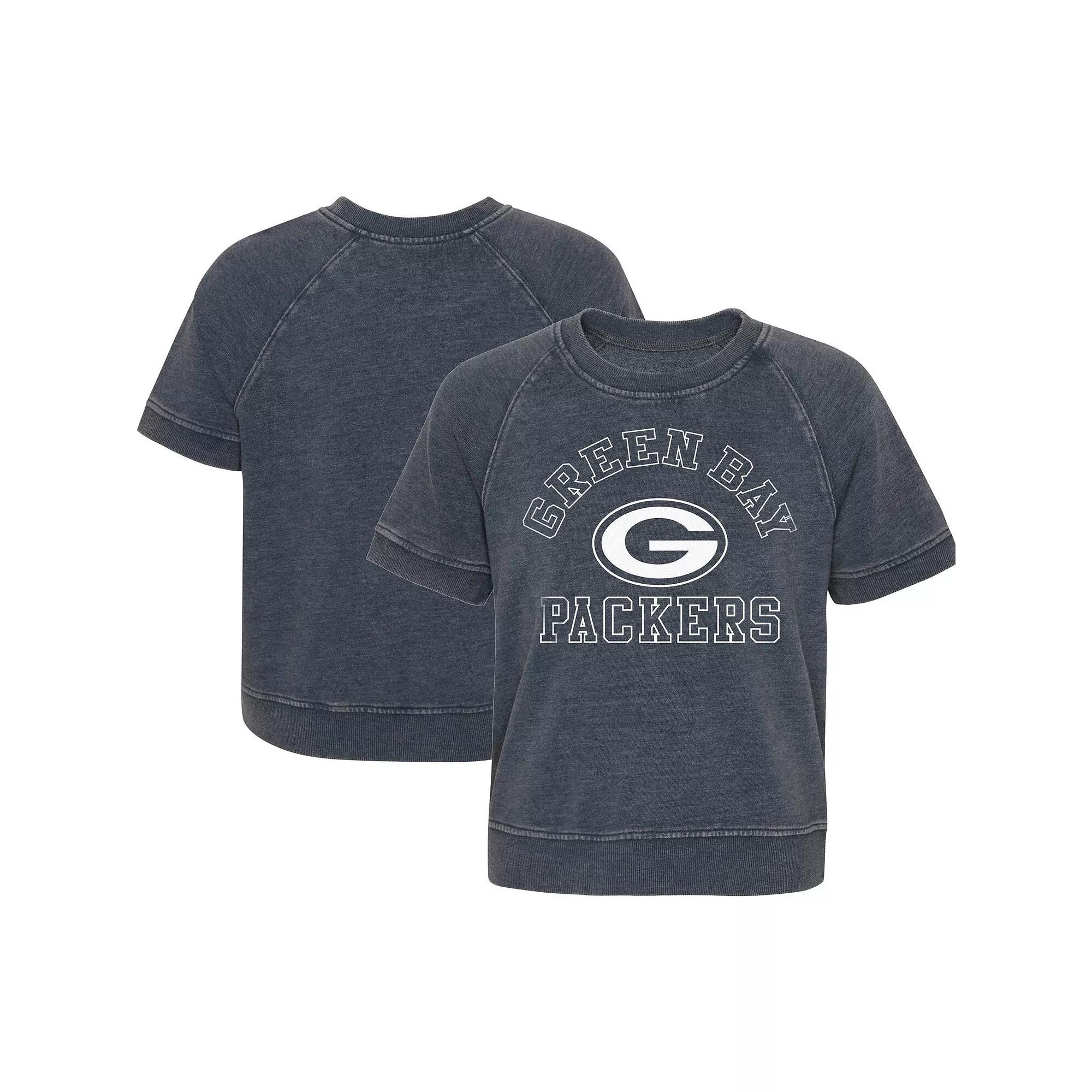 Girls Juniors Heather Charcoal Green Bay Packers Cheer Squad Raglan T-Shirt, Women's,  Product Image