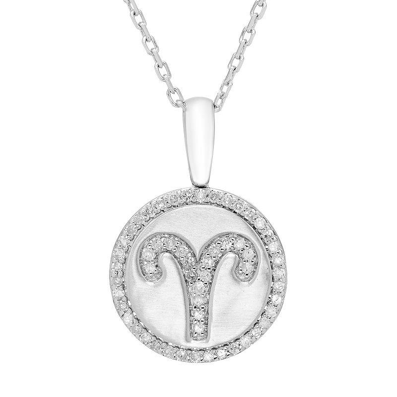 It's Personal Sterling Silver 1/6 Carat T.W. Diamond Zodiac Sign Necklace, Women's, Size: 16-18" ADJ, Cancer Product Image