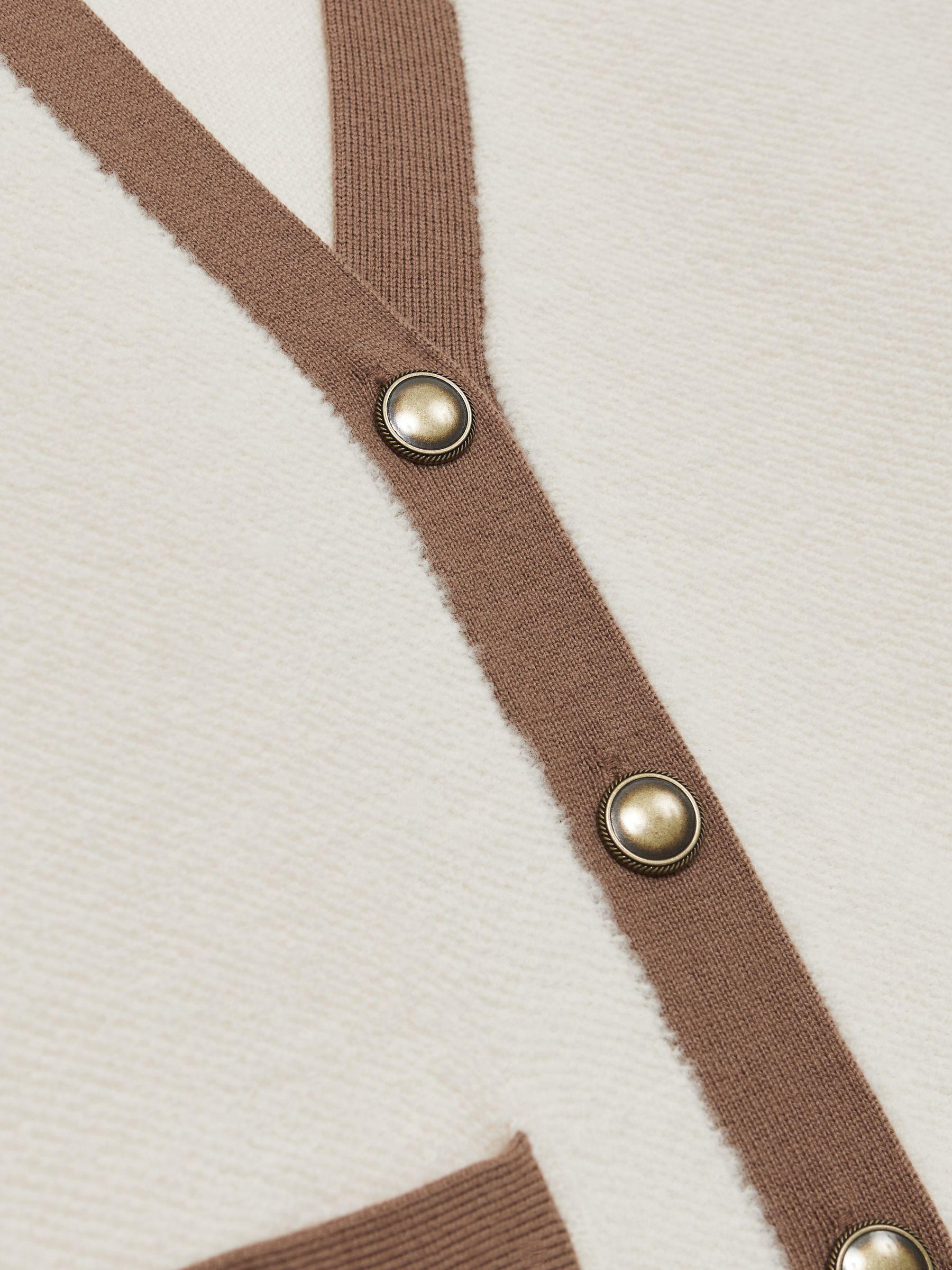 Wool Colourblock Cardigan in Cream/Neutral Product Image