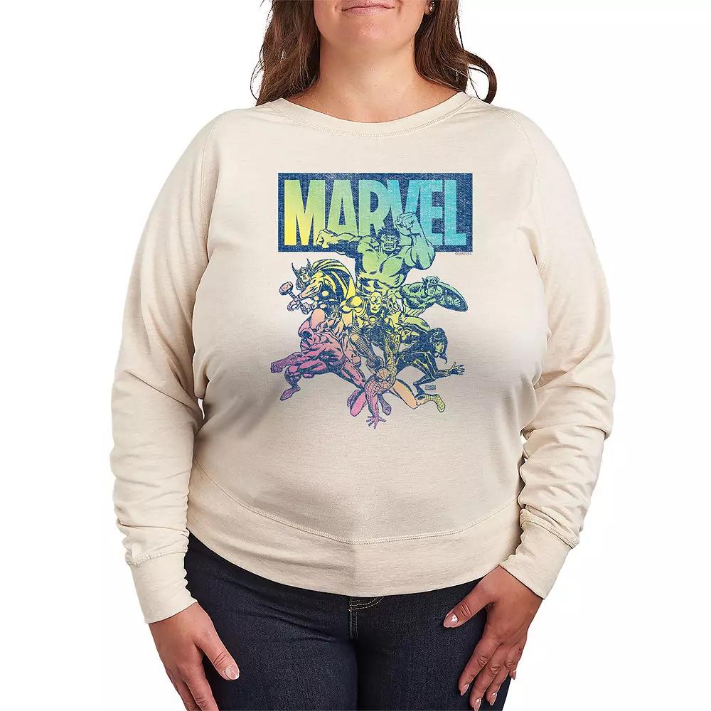 Women's Marvel Group Rainbow French Terry Long Sleeve Tee,  Product Image