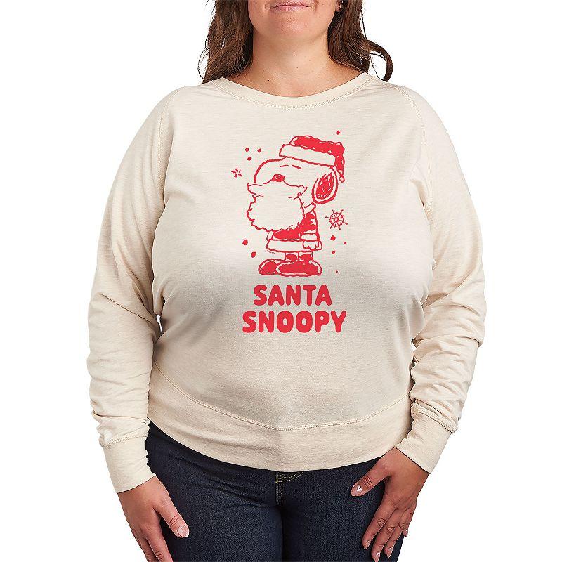 Women's Peanuts Santa Snoopy French Terry Long Sleeve Tee,  Product Image