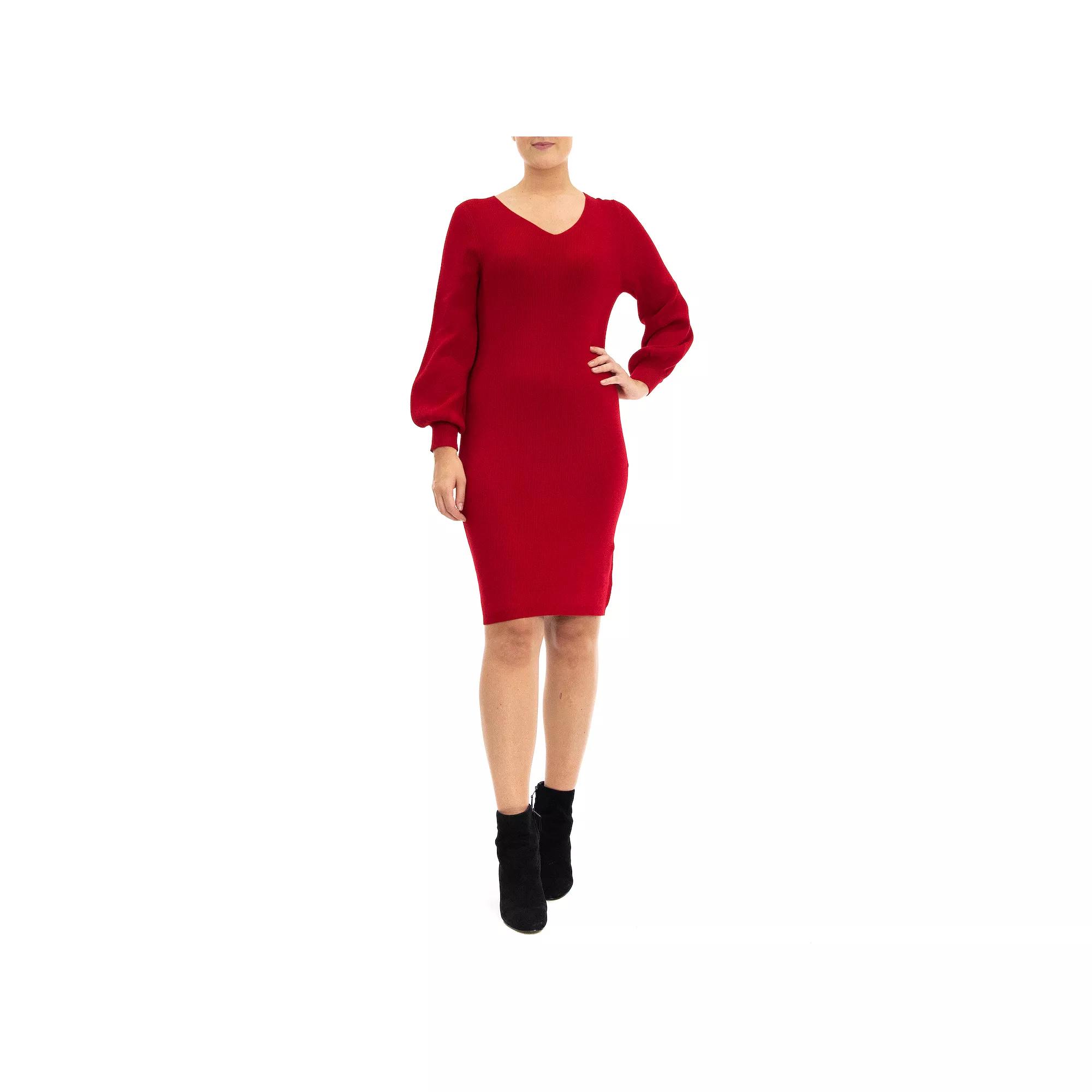 Women's Nina Leonard Balloon-Sleeve Sheath Sweater Dress,  Product Image