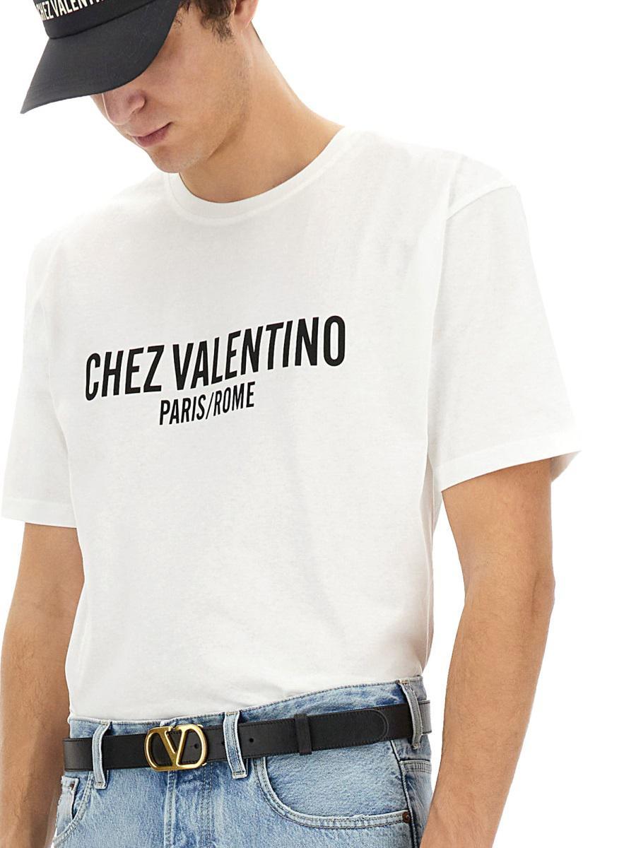 VALENTINO Cotton Crew Neck T-shirt With Graphic Print In White Product Image