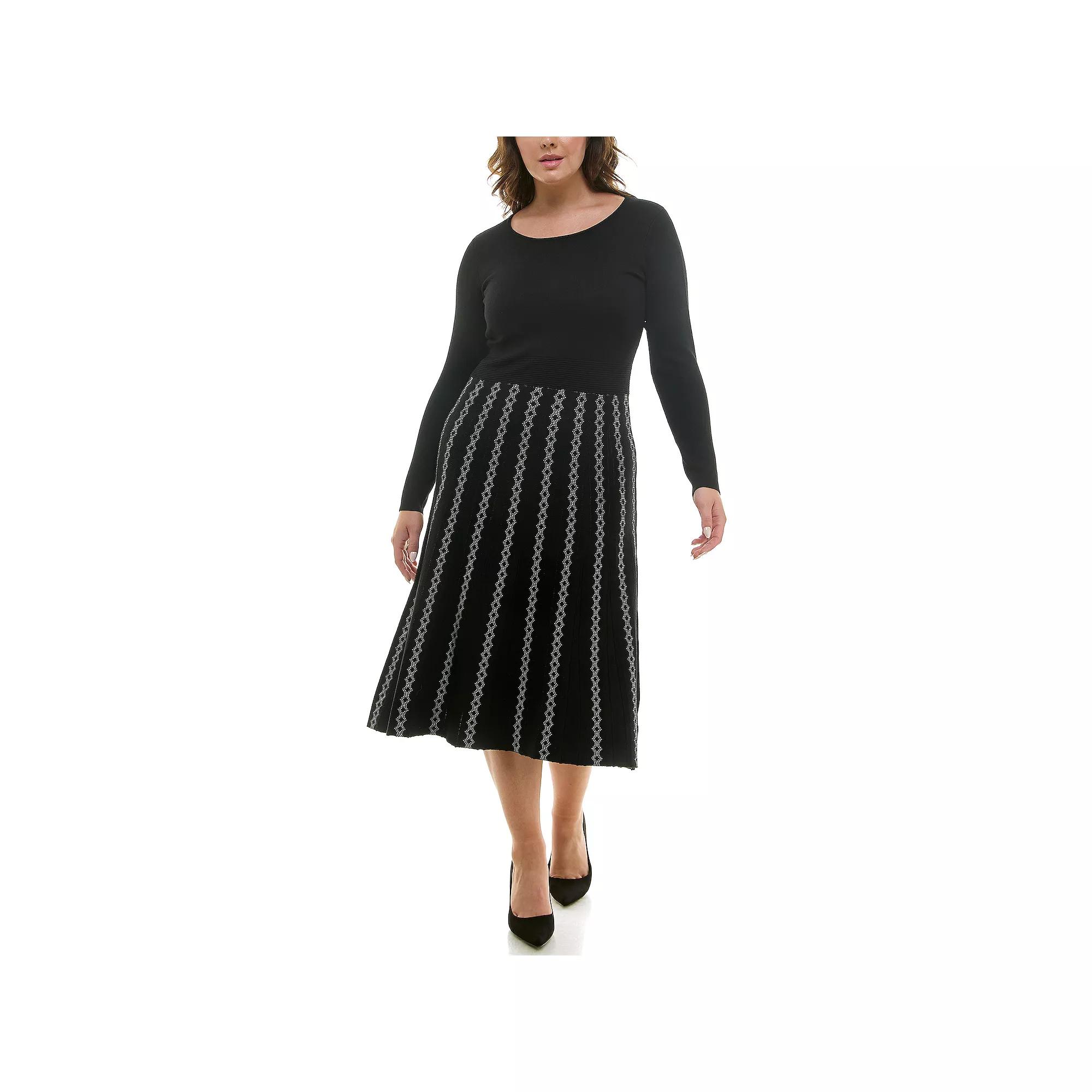 Plus Size Taylor Fit & Flare Knit Dress, Women's, Size: 1XL, Black Sand Product Image